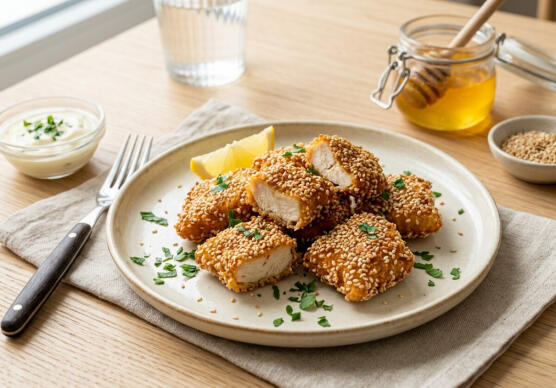 Пилешки хапки със сусам