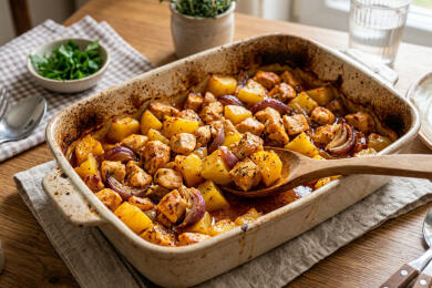 Пилешко филе с картофи