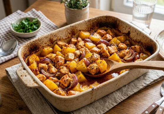 Пилешко филе с картофи