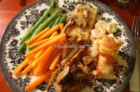 Пържоли с гъби и моркови