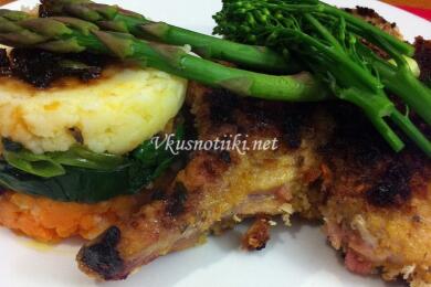 Свински котлети пълнени със спанак