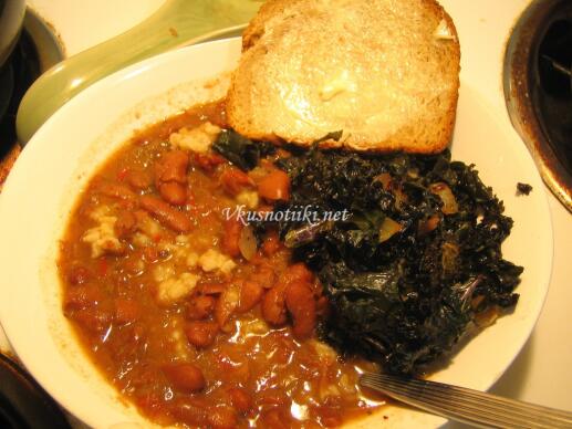 Зрял боб с ориз на фурна