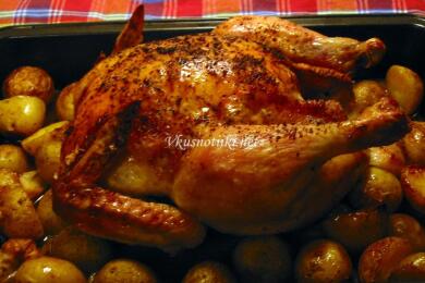 Пиле с картофи на фурна и бира