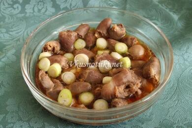 Пилешки сърца със зеленчуци