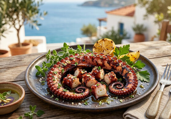 Октопод на скара по средиземноморски