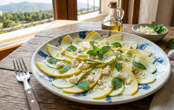 Салата Карпачо (Carpaccio)  с пъпеш и тиквички