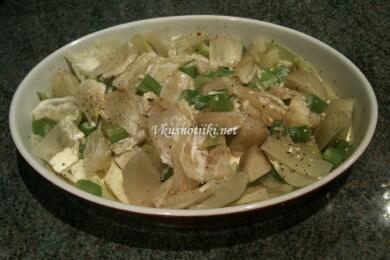 Пиле с праз и сметана