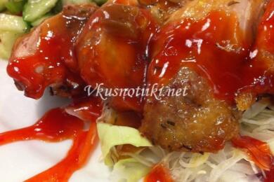 Пилешко с гъби и спанак