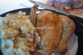 Задушено пиле с картофено пюре