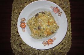 Пиле с ориз, гъби и яйца