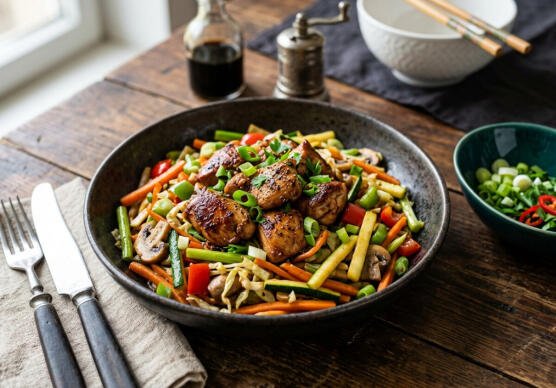 Пилешки гърди със зеленчуци