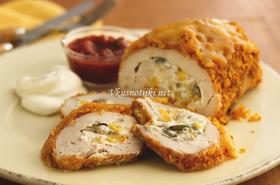 Пилешко с гъби и спанак