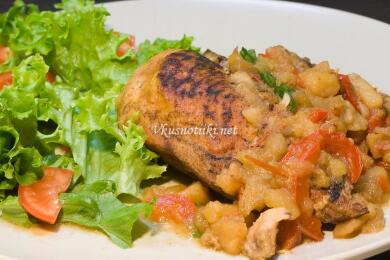 Пиле с ябълки