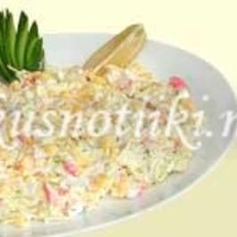 Зеле с майонеза, царевица и рулца от раци