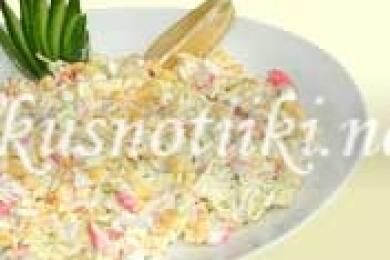 Зеле с майонеза, царевица и рулца от раци