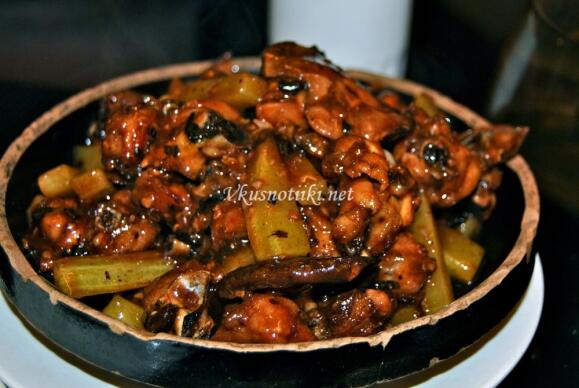 Пилешко или свинско месо с нишесте