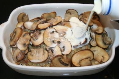 Пържоли с гъби и топено сирене