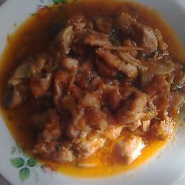 Кавърма от пилешко с гъби и чушки