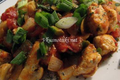 Пиле със зеленчуци