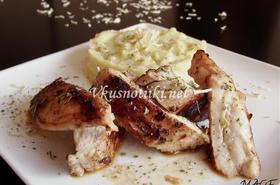 Пилешко филе с естрагон и пюре от целина