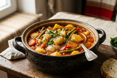 Яхния от зелен фасул с картофи