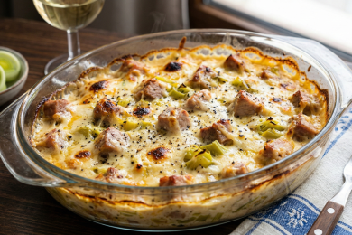 Свински хапки със сметана и топено сирене