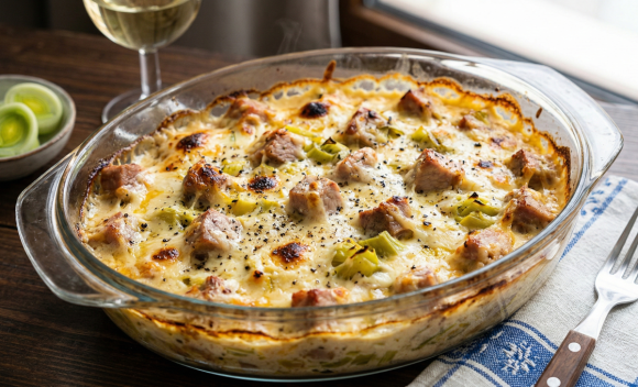 Свински хапки със сметана и топено сирене