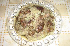 Пилешки дробчета с ориз на фурна