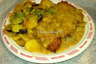 Пържоли с гъби